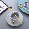 17cm Stainless Steel Color Electroplated Flower Spoon Japanese Style Sakura, Rose, Cosmos, Heart-Shaped Coffee Stirring Spoons RRF11185