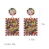 Bohemia Rainbow Crystal for Women Multi Rhinestone Geometric Square Earrings Boho Jewelry Femme Hiphop Ethnic Earring