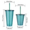 Reusable Flash Powder Tumbler With Lid Matte Finish Straw Cup mug DIY Plastic Cold Water Bottle Coffee Mug Outdoor Swim Party Gift