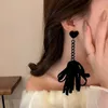 Velours noir couleur grand Long nœud papillon boucles d'oreilles femme Simple conception 2021 à la mode hiver nœud boucles d'oreilles bijoux de mode