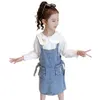 Kinderkleding blouse + jumpsuit meisjes outfits casual trainingspak voor meisje lente herfst kinder trainingspakken 6 8 10 12 14 210528