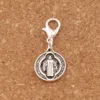 Alloy Catholicism Benedict Medal Cross Clasp European Lobster Trigger Clip On Charm Beads Tibetan silver C504 13.2x29.8mm 150pcs/lot