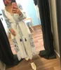 Robes décontractées broderie marocaine maxi robe auto-cravate boho col en v gland blanc femme 2022 printemps été