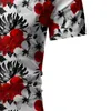 Stylish Floral Print Shirt for Men Summer Brand Short Sleeve Slim Fit Mens Hawaiian Shirt Casual Holiday Beach Chemises 210522