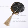 8mm svart lava stengul tiger öga 108 mala pärlor knuten halsband meditation välsignelse yoga japamala smycken män och kvinnor p196n