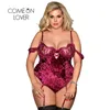 Sexiga Rompers för damer Floral Lace Patchwork Women Velvet Bodysuit Off Axel V Neck Body Femme Sexig med Garter Belt R80604P 210715