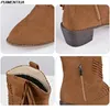 Puymentiua Tassel Western Cowboy Buty dla Kobiet Skórzane Buty Cowgirl Low Heels Buty Zimowe Buty Zapatos de Mujer Y0914