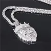 Kettingster dezelfde stijl heren vol Iced Out Out Rhinestone Hip Hop Harajuku Gothic Punk Choker Collares Lion Pendant Cuban Chain1033735