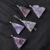 Raw Amethyst Druzy Drusy Necklace Gold / Silver Plated Triangle Natural Purple Quartz Crystal Cluster Geode Gemstone Statement Pendant Delicate Gift for Women Men