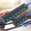 Hubs Çoklu Genişletici Hub 4/7 USB 3.0 Bağlantı Noktası Ayrılabilir Kablo Güç Adaptörü Ile Splitter PC Mobilephones için Mavi LED