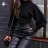 Mode-Curtleneck Woman Sweaters Fall Lange mouwen Gebreide truien voor vrouwen Winter kleding Dames Crop Top