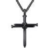 Collier pendentif croix clou et corde en acier inoxydable pour hommes