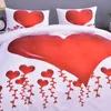 ZeiMon Decor Decor Home Bedding 2/3 ШТ. Красный сердечный печать королева размера набор посовки для пожимания набор полиэстера 210615