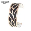 YoiaIT Fashion Rose Gold Bransoletka i Bransoletka Damska Biżuteria Ze Stali Nierdzewnej Skórzana Bransoletka Mankiet Manchette Femme Pulseiras Q0720