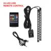 LED RGB 대기 스트립 라이트 24/36/48 LED 무선 원격 음성 제어 발 램프 자동 장식 분위기 조명 자동차 스트립 램프
