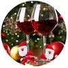 Boże Narodzenie wina szklana dekoracja Szczęśliwego Nowego Roku Santa Claus Snowman Moose Party Party Dekoracje stołowe