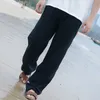 Styles Mens Loose Straight Long Pants Spring Summer Fashion Cotton Linen Leisure Beach Style Elastic Waist Trousers Plus Size M