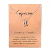 Populaire 12 Constellation Symbole Pendentif Collier pour Hommes Femmes Argent Charme Colliers avec Carte De Souhaits Beau Bijoux Cadeau Prix de Gros