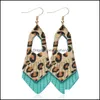 Dangle & Chandelier Earrings Jewelry S1463 Fashion Womens Leopard Leather Hollowed Tassel Real Drop Delivery 2021 Aursc