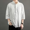 Мужские повседневные рубашки 2022 китайский стиль хлопчатобумажный с коротким рукавом рубашка Camisa Masculina французская манжета мужская мода уличная одежда большого размера M-5XL