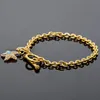 Braccialetti con ciondoli 2022 Serie Mori Micro-intarsiato con diamanti rotondi di marca T Fibbia Bracciale con stella marina in giada blu Gioielli placcati in oro