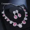 Emmaya Marque De Mode De Luxe Cubique Zircone De Mariée Trois Couleurs Ensembles De Bijoux Ovale Cristal Partie De Mariage Bijoux Collier Ensembles H1022