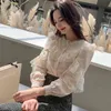 Autumn Elegant Ladies Tops and Blouses Solid Lace Cotton Linen Blouse Women Button Up Harajuku Shirts Blusas 8049 50 210512