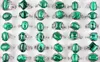 Partihandel Bulk 36st Ringar Band Mix Style Green Malachite Gem Stone Tibet Silver Plated Finger Ring Kvinnor Män Bröllop