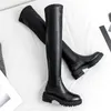 Autumn Thigh High Boots Women Natural Genuine Leather Thick Heel Over the Knee Slim Stretch Long Shoes Lady 34-40 210517 GAI