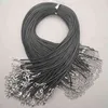 Mode 2.0mm 45cm 60cm 70cm + 5cm Zwart Wax Touw Kreeft Clasp Ketting Lanyard Sieraden Hanger Cords 100pcs / Lot GRATIS