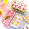 8 Grid Silicone bottom Ice Tray Cube Tools Mold Kitchen Bar DIY Square Shape With Lid Whisky Juice Cocktail Easy Release Stackable JY0527