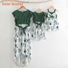 Verão pai mãe meninas meninos flores vestido família combinando roupa mãe bebê floral vestidos roupas 210429