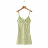 Lace Up Summer Boho Foral Jurk Dames Mouwloze Bodycon Green Beach Holiday Backless Bowknot Leuke korte 210427