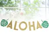 Party Dekoration Glitter Aloha Bunting Banner Hawaiian Girlande Tropical Theme Gefälligkeiten Liefert (Aloha und Blätter)