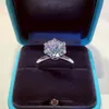 Vecalon Solitaire Promise Ring 100% Real 925 Sterling Silver 1.5ct Sona Cz Statement Anéis de banda de casamento para mulheres Jóias nupciais