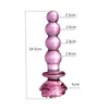 3 PCS / Set Rose Crystal Glass Suministros de masturbación anal Plug anal Consolador de vidrio Masaje de próstata rosa Juguetes sexuales anales para hombres Mujer Y201118