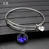 12 Birthstone Heart Bracelet 매력 와이어 조정 가능한 Expandabel 팔찌 팔찌 손목 밴드 여성 소녀 생일 파티 패션 쥬얼리 윌과 모래 붉은 파란색 흰색