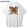 T-shirt Casual Harajuku Hip Hop Uomo T-shirt a maniche corte leopardata gotica in cotone Streetwear Magliette larghe 210602