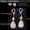 Qualité mariage soirée Dubai or bijoux Micro pavé cubique zircone pierres longue goutte boucles d'oreilles dorées pour les femmes CZ120 210714