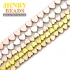 Andra Jhnby 6x5mm Rose Gold Black Hematite pärlor älskar hjärta natursten för smycken som gör DIY -halsbandsarmband 15 ''