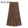 Beiyingni High Waist Kjol Kvinnor Vintage Blommor Tryckt Casual Koreansk XL-4XL Kjolar Dam Fashion Maxi Retro 210629