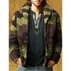 Mannen Turn-Down Kraag Vest Herfst Winter Camouflage Comfortabele Lange Mouwen Kleding Gebreide Toevallige Mannelijke Trui Drop Shipping 210202