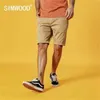 Summer Solid Shorts Men Cotton Slim Fit Knee Length Casual men clothes High Quality Plus Size 9 Color available 210713