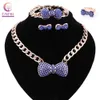 Women 3 colors jewelry sets Gold color statement necklace with earrings for party wedding boho crystal necklace new arrival H1022