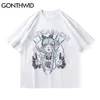 Hip Hop Tshirts Streetwear Japanese Skull Girl Punk Rock Gothic Tees Shirts Harajuku Short Sleeve Casual Cotton Tops 210602