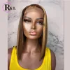 Lace Wigs RULINDA Short Bob Front Human Hair Straight Highlight Ombre Color Brazilian Remy 4X4 Pre Plucked7770487