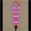 Porte-clés Accessoires de mode Drop Delivery 2021 Led Light Up Longe Key Chain Id Keys Holder 3 Modes Clignotant Corde Suspendue 7 Couleurs 100Pcs