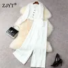 Summer Office Lady 2 Piece Set Women Elegant Lantern Sleeve Cardigan Lace Shirt+Wide Leg Pants Suit White Outfits 210601