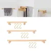Porte-serviettes en bois simple, rangement à barre unique avec 3 crochets en forme de S, support mural