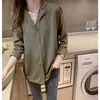 Kvinnor Loong Sleeve Vit Skjortor Notched Chiffon Shirt Koreanska Temperament Design Loose Kvinna Blusar Lady Tops 7110 50 210528